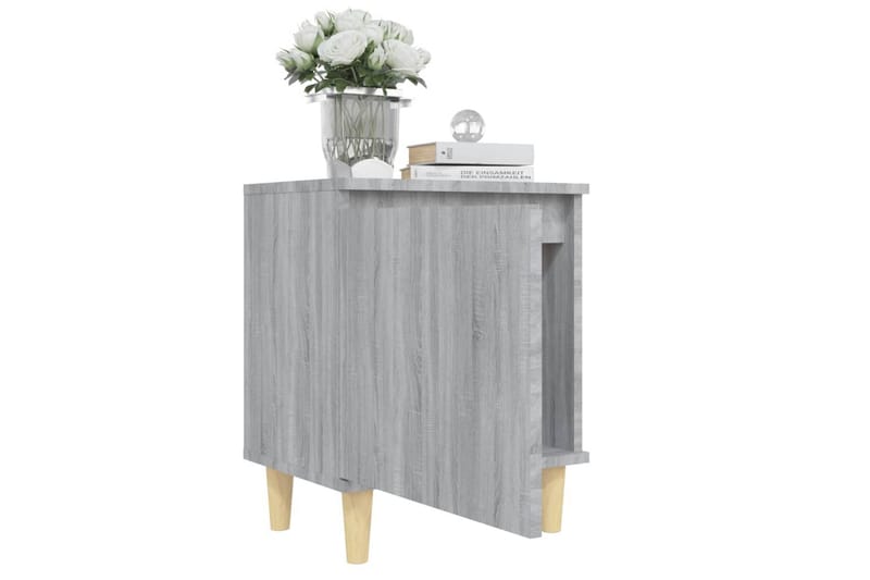 Sängbord med ben i massivt trä 2 st grå sonoma 40x30x50 cm - Grå - Sängbord & nattduksbord