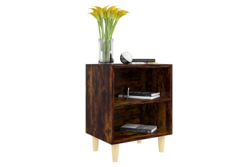 Sängbord med ben i massivt trä 2 st rökfärgad ek 40x30x50 cm - Brun - Sängbord & nattduksbord