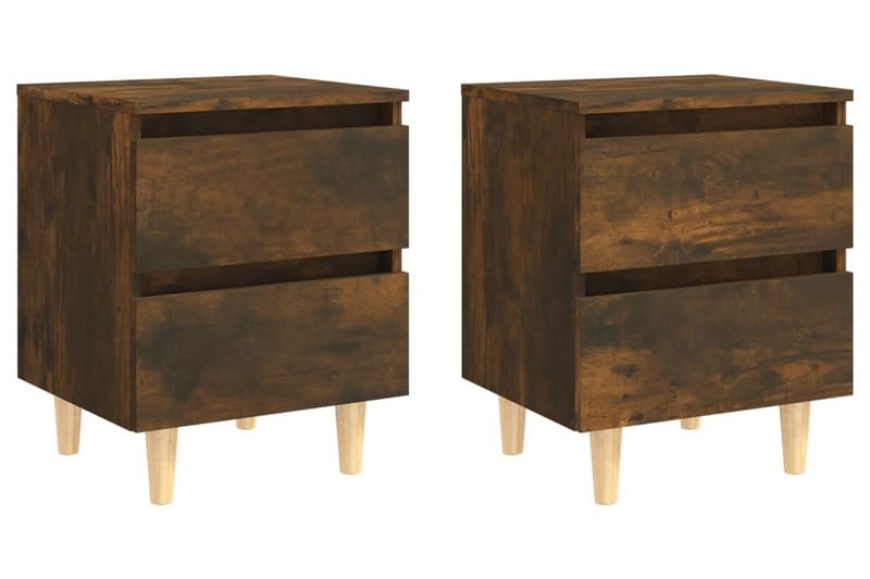 S�ängbord med ben i massivt trä 2 st rökfärgad ek 40x35x50 cm - Brun - Möbler - Bord & matgrupper - Avlastningsbord - Sängbord & nattduksbord