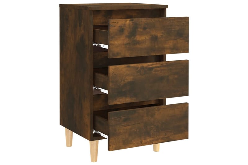 Sängbord med ben i massivt trä 2 st rökfärgad ek 40x35x69 cm - Brun - Möbler - Bord & matgrupper - Avlastningsbord - Sängbord & nattduksbord