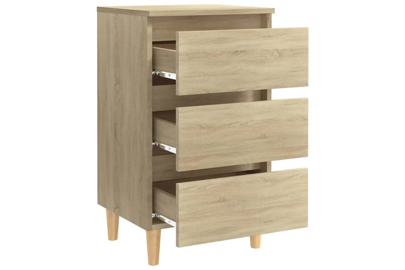 Sängbord med ben i massivt trä 2 st sonoma-ek 40x35x69 cm - Brun - Sängbord & nattduksbord