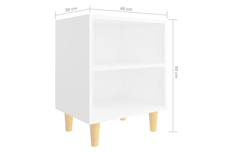 Sängbord med ben i massivt trä 2 st vit 40x30x50 cm - Vit - Möbler - Bord & matgrupper - Avlastningsbord - Sängbord & nattduksbord