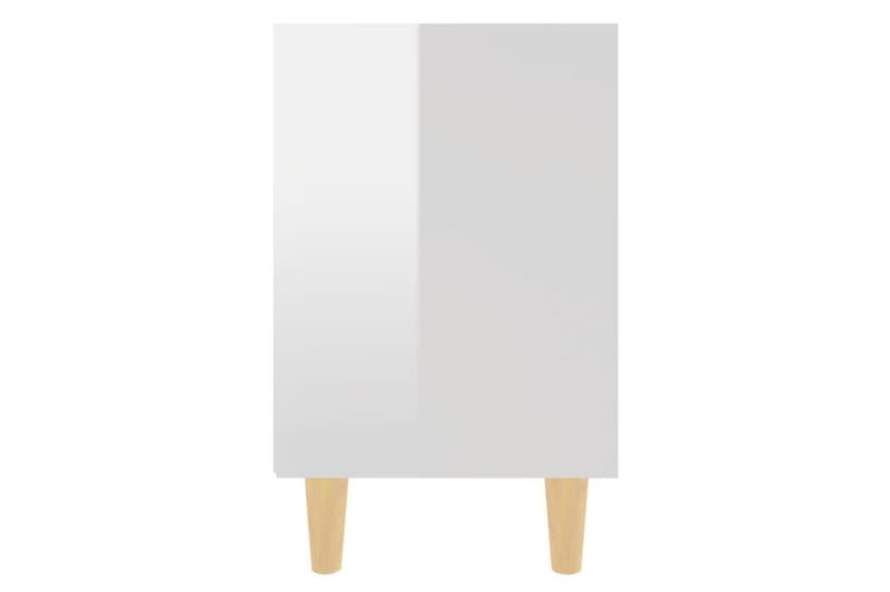 Sängbord med ben i massivt trä 2 st vit högglans 40x30x50 cm - Vit - Möbler - Bord & matgrupper - Avlastningsbord - Sängbord & nattduksbord