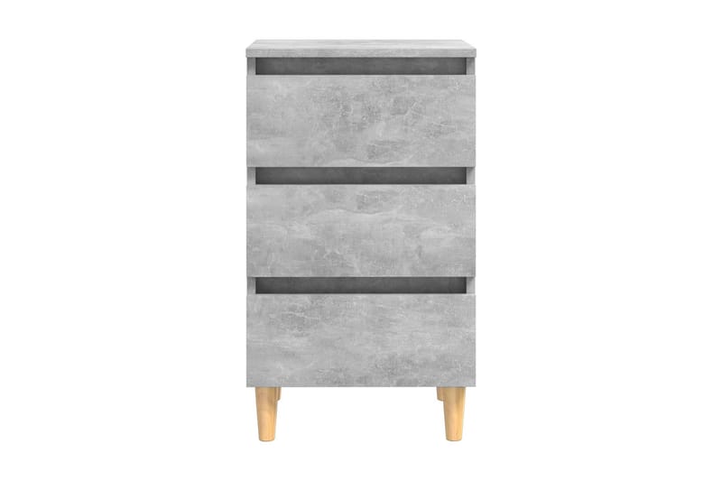 Sängbord med ben i massivt trä betonggrå 40x35x69 cm - Grå - Möbler - Bord & matgrupper - Avlastningsbord - Sängbord & nattduksbord