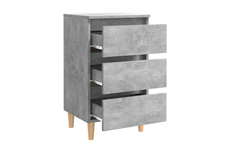 Sängbord med ben i massivt trä betonggrå 40x35x69 cm - Grå - Möbler - Bord & matgrupper - Avlastningsbord - Sängbord & nattduksbord