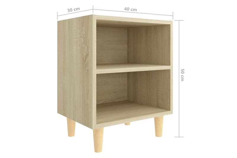 Sängbord med ben i massivt trä sonoma-ek 40x30x50 cm - Brun - Möbler - Bord & matgrupper - Avlastningsbord - Sängbord & nattduksbord