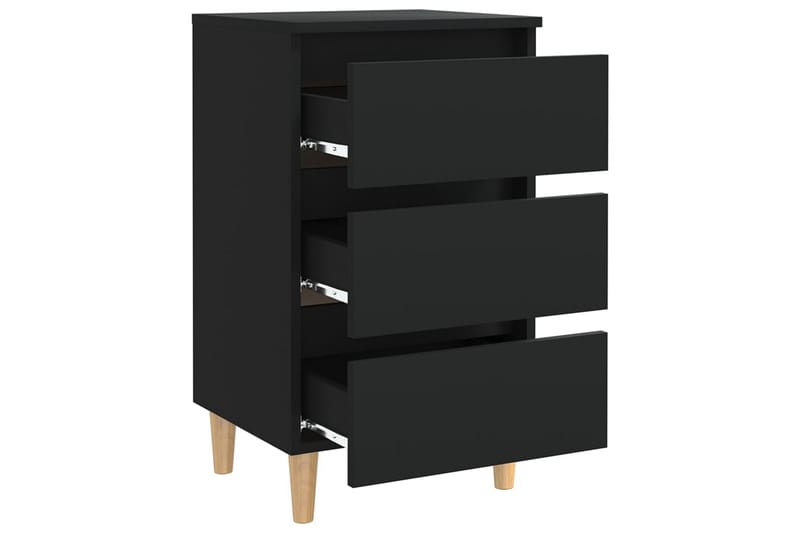 Sängbord med ben i massivt trä svart 40x35x69 cm - Svart - Möbler - Bord & matgrupper - Avlastningsbord - Sängbord & nattduksbord