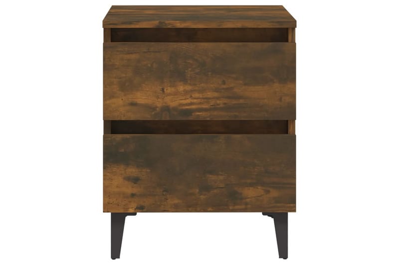 Sängbord med ben i metall rökfärgad ek 40x35x50 cm - Brun - Möbler - Bord & matgrupper - Avlastningsbord - Sängbord & nattduksbord