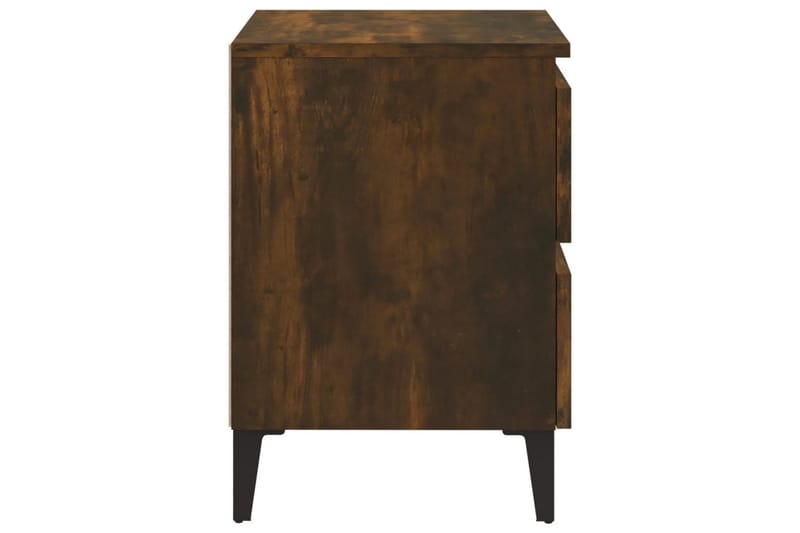 Sängbord med ben i metall rökfärgad ek 40x35x50 cm - Brun - Möbler - Bord & matgrupper - Avlastningsbord - Sängbord & nattduksbord