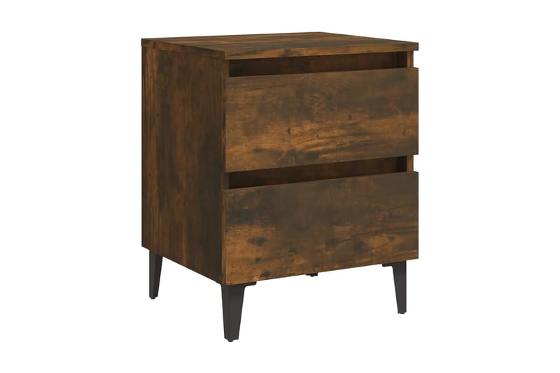 Sängbord med ben i metall rökfärgad ek 40x35x50 cm - Brun - Möbler - Bord & matgrupper - Avlastningsbord - Sängbord & nattduksbord
