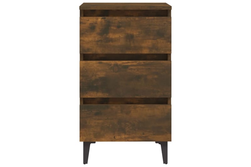 Sängbord med ben i metall rökfärgad ek 40x35x69 cm - Brun - Möbler - Bord & matgrupper - Avlastningsbord - Sängbord & nattduksbord