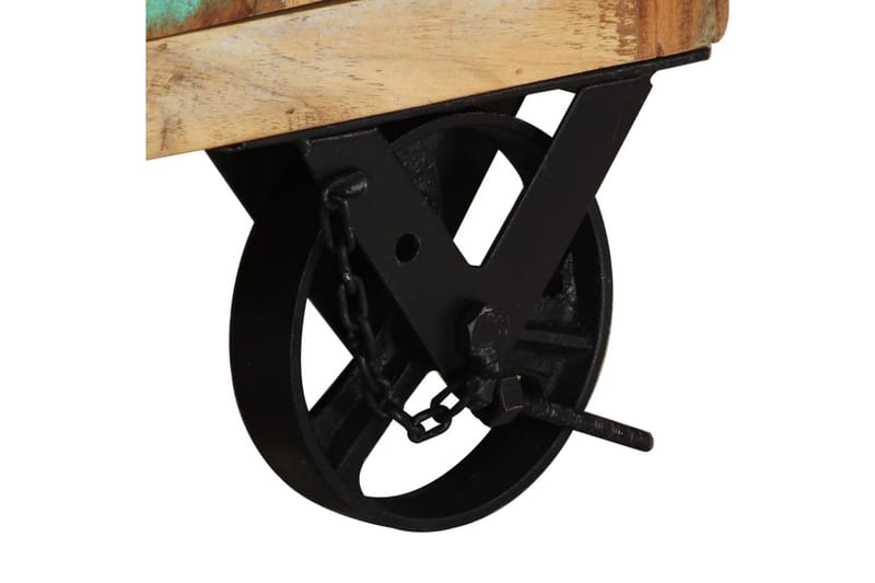 Sängbord med hjul 40x30x57 cm massivt återvunnet trä - Flerfärgad - Möbler - Bord & matgrupper - Avlastningsbord - Sängbord & nattduksbord