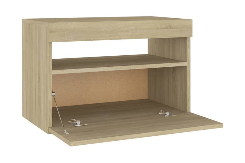 Sängbord med LED-belysning 2 st sonoma-ek 60x35x40 cm - Brun - Möbler - Bord & matgrupper - Avlastningsbord - Sängbord & nattduksbord
