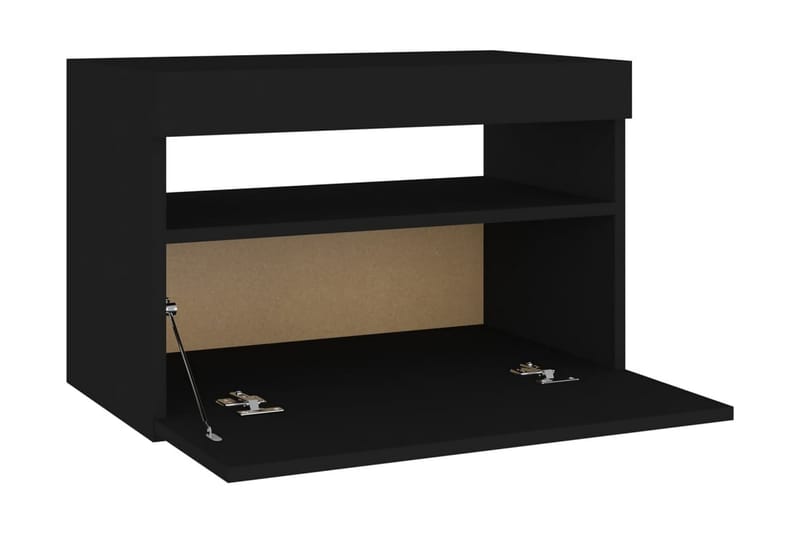Sängbord med LED-belysning 2 st svart 60x35x40 cm spånskiva - Svart - Möbler - Bord & matgrupper - Avlastningsbord - Sängbord & nattduksbord