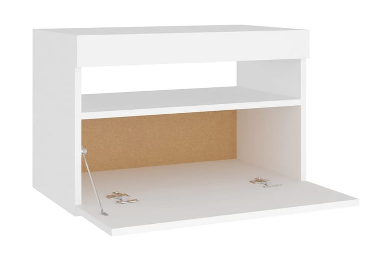 Sängbord med LED-belysning 2 st vit 60x35x40 cm spånskiva - Vit - Möbler - Bord & matgrupper - Avlastningsbord - Sängbord & nattduksbord