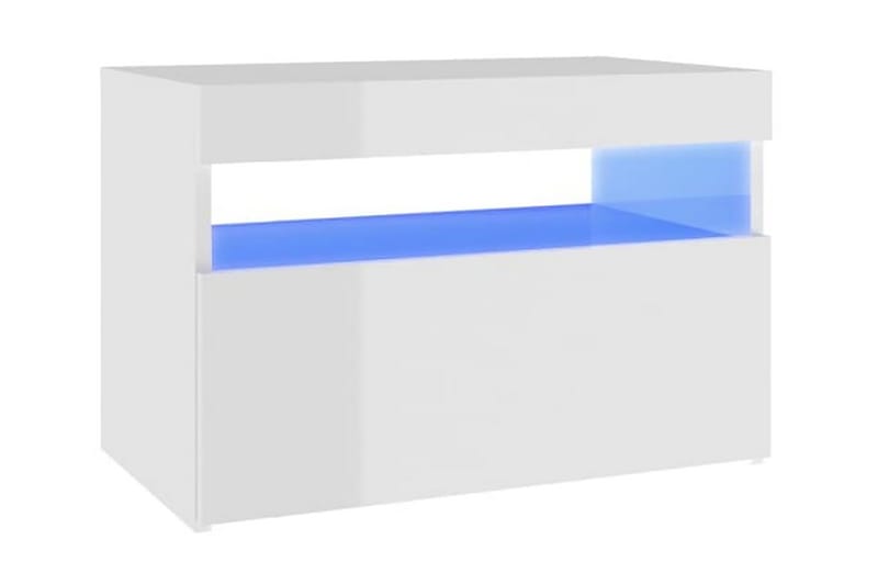 Sängbord med LED-belysning 2 st vit högglans 60x35x40 cm - Vit - Möbler - Bord & matgrupper - Avlastningsbord - Sängbord & nattduksbord
