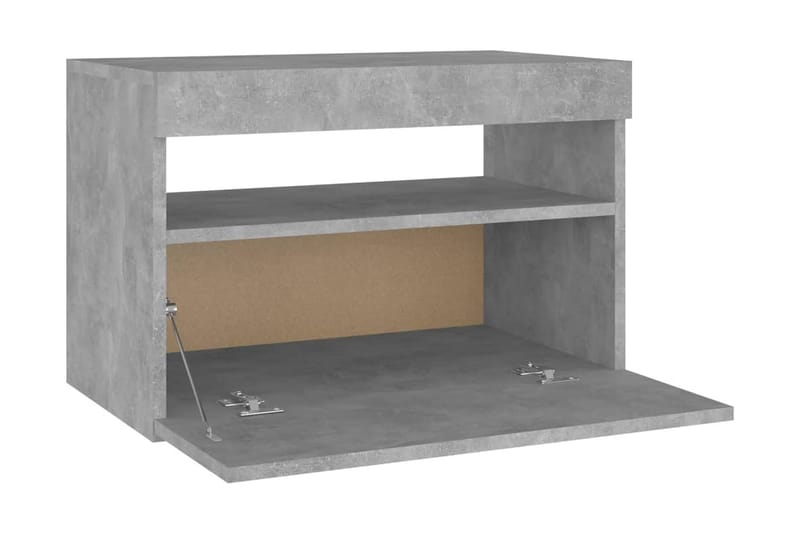 Sängbord med LED-belysning betonggrå 60x35x40 cm - Grå - Möbler - Bord & matgrupper - Avlastningsbord - Sängbord & nattduksbord