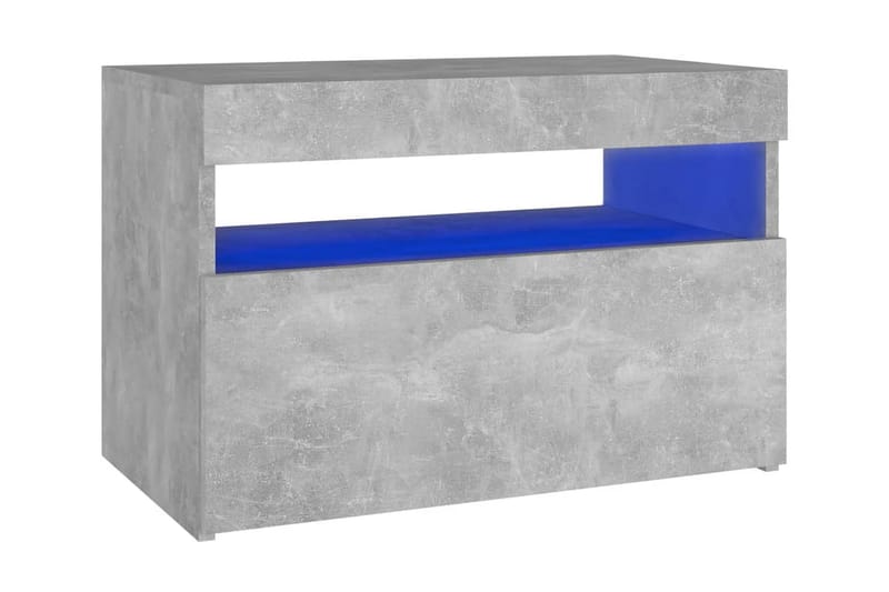 Sängbord med LED-belysning betonggrå 60x35x40 cm - Grå - Möbler - Bord & matgrupper - Avlastningsbord - Sängbord & nattduksbord