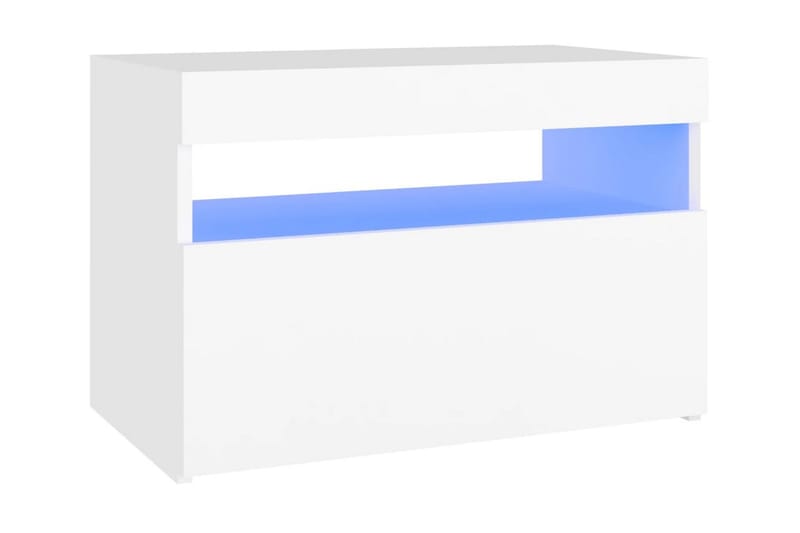 Sängbord med LED-belysning vit 60x35x40 cm spånskiva - Vit - Möbler - Bord & matgrupper - Avlastningsbord - Sängbord & nattduksbord
