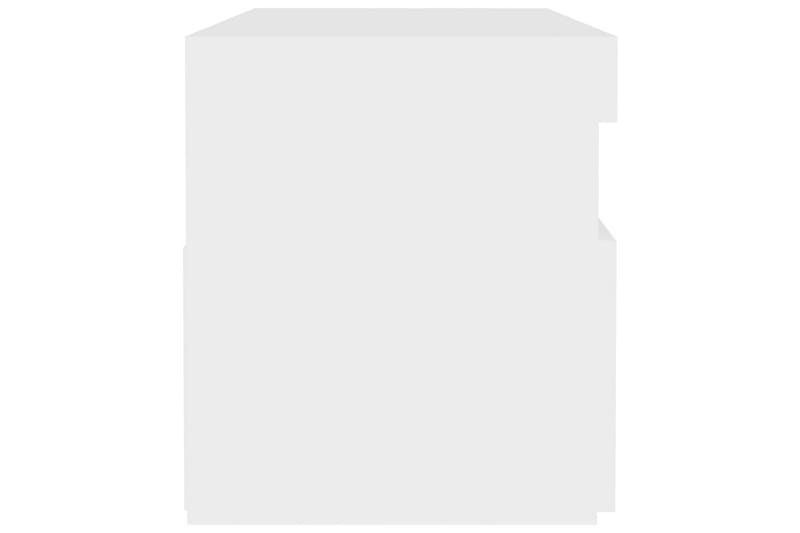 Sängbord med LED-belysning vit 60x35x40 cm spånskiva - Vit - Möbler - Bord & matgrupper - Avlastningsbord - Sängbord & nattduksbord