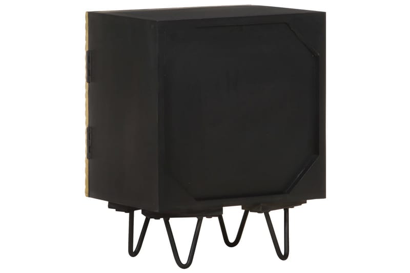 Sängbord med mässingsfront 40x30x50 cm massivt mangoträ - Guld - Möbler - Bord & matgrupper - Avlastningsbord - Sängbord & nattduksbord