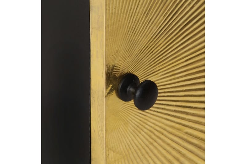 Sängbord med mässingsfront 40x30x50 cm massivt mangoträ - Guld - Möbler - Bord & matgrupper - Avlastningsbord - Sängbord & nattduksbord