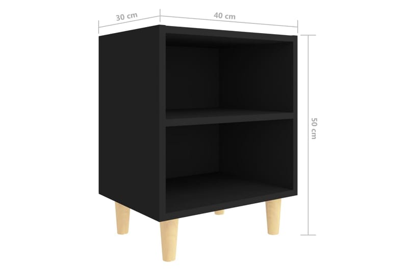 Sängbord med massiva ben svart 40x30x50 cm - Svart - Möbler - Bord & matgrupper - Avlastningsbord - Sängbord & nattduksbord