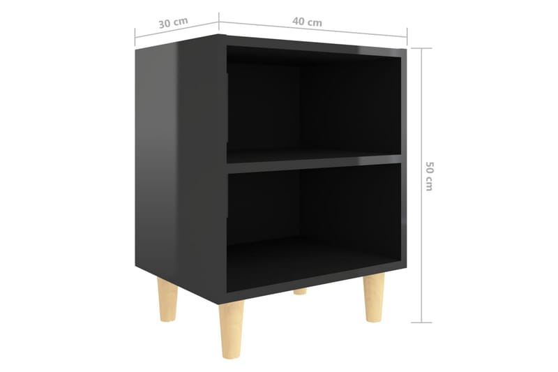 Sängbord med massiva ben svart högglans 40x30x50 cm - Svart - Möbler - Bord & matgrupper - Avlastningsbord - Sängbord & nattduksbord