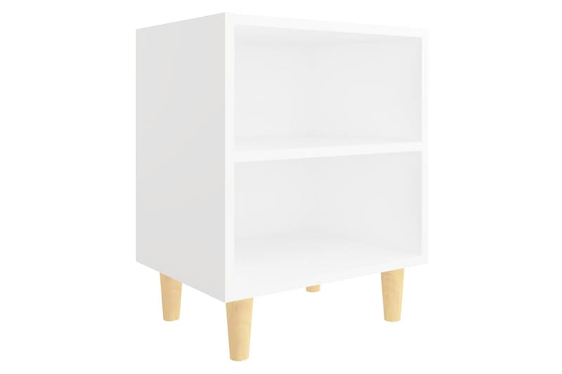 Sängbord med massiva ben vit 40x30x50 cm - Vit - Möbler - Bord & matgrupper - Avlastningsbord - Sängbord & nattduksbord