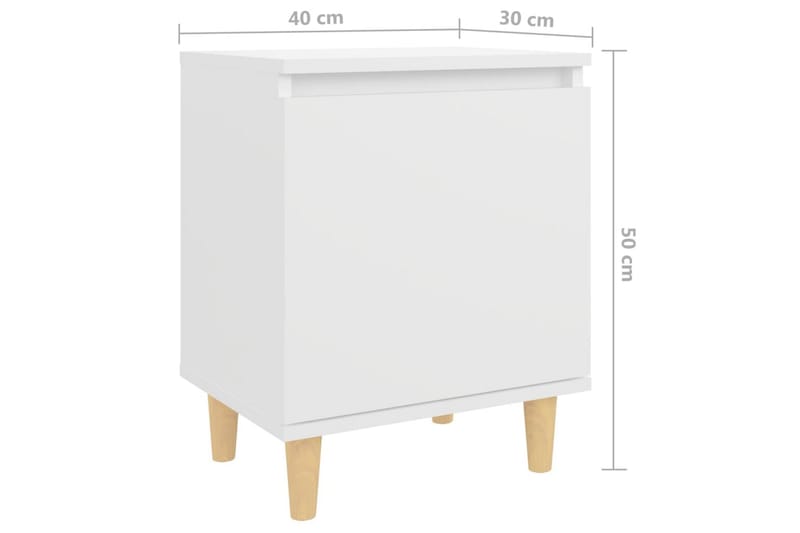 Sängbord med massiva ben vit 40x30x50 cm - Vit - Möbler - Bord & matgrupper - Avlastningsbord - Sängbord & nattduksbord