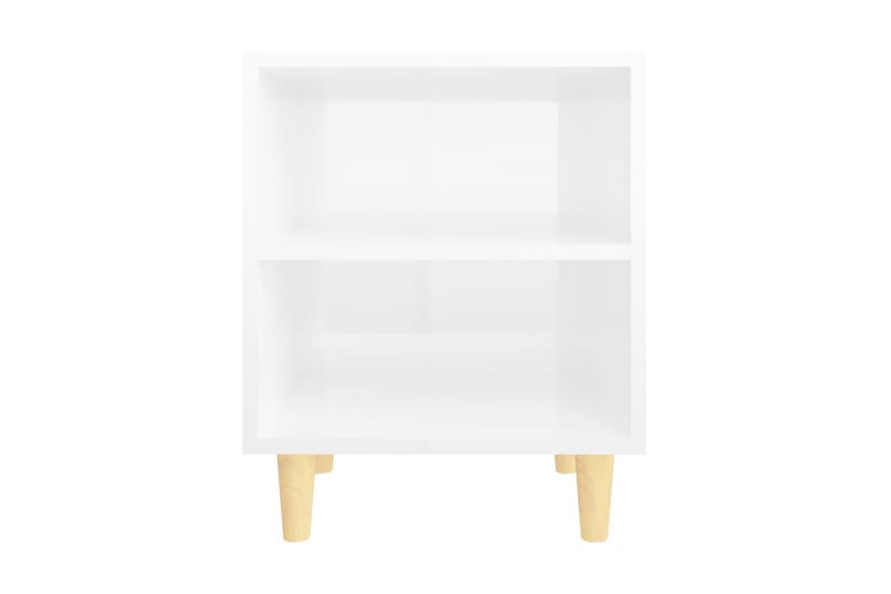 Sängbord med massiva ben vit högglans 40x30x50 cm - Vit - Sängbord & nattduksbord