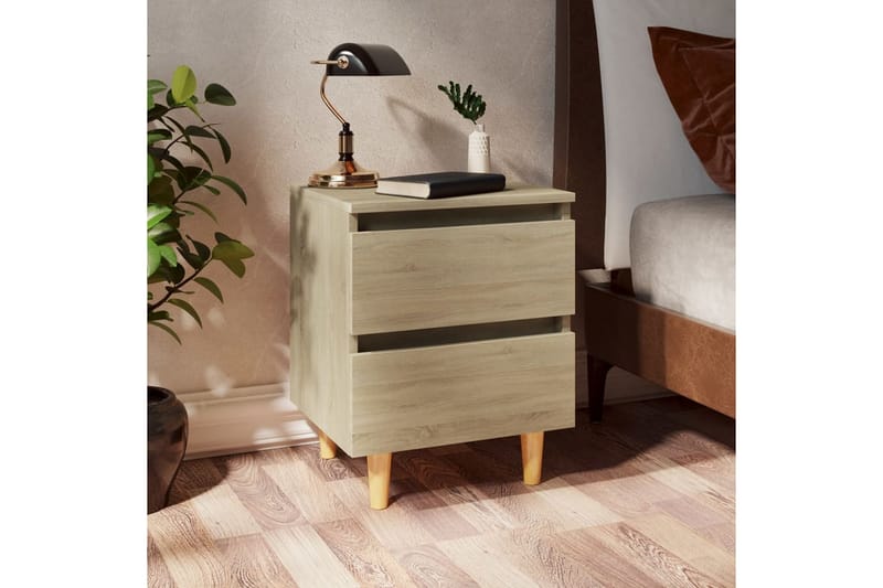 Sängbord med massiva furuben 2 st sonoma-ek 40x35x50 cm - Brun - Möbler - Bord & matgrupper - Avlastningsbord - Sängbord & nattduksbord