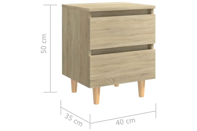 Sängbord med massiva furuben 2 st sonoma-ek 40x35x50 cm - Brun - Möbler - Bord & matgrupper - Avlastningsbord - Sängbord & nattduksbord