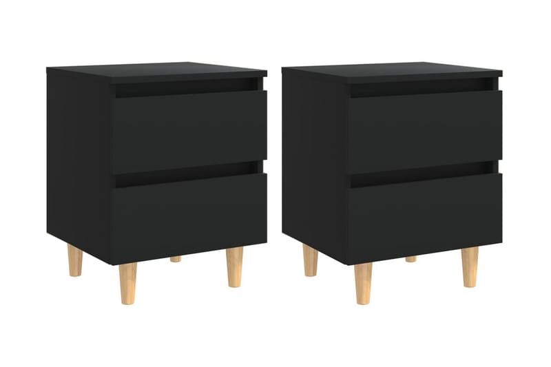 Sängbord med massiva furuben 2 st svart 40x35x50 cm - Svart - Möbler - Bord & matgrupper - Avlastningsbord - Sängbord & nattduksbord