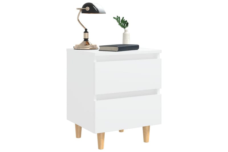 Sängbord med massiva furuben 2 st vit 40x35x50 cm - Vit - Möbler - Bord & matgrupper - Avlastningsbord - Sängbord & nattduksbord