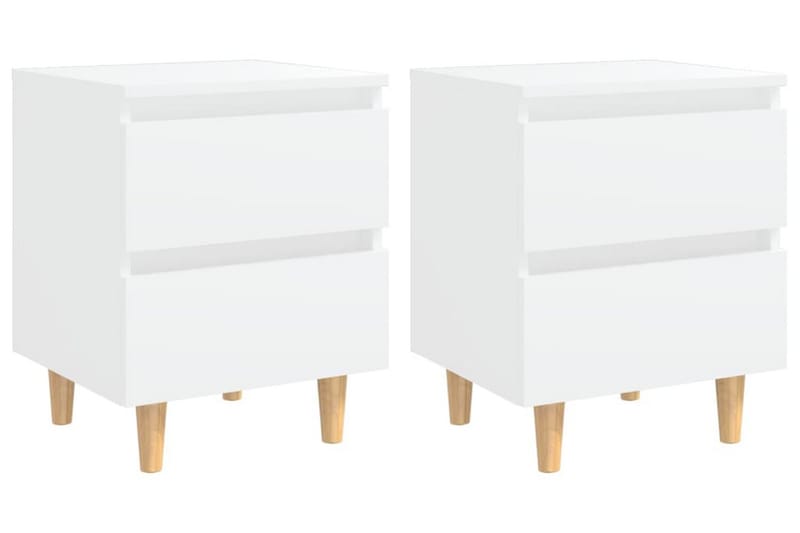 Sängbord med massiva furuben 2 st vit 40x35x50 cm - Vit - Sängbord & nattduksbord