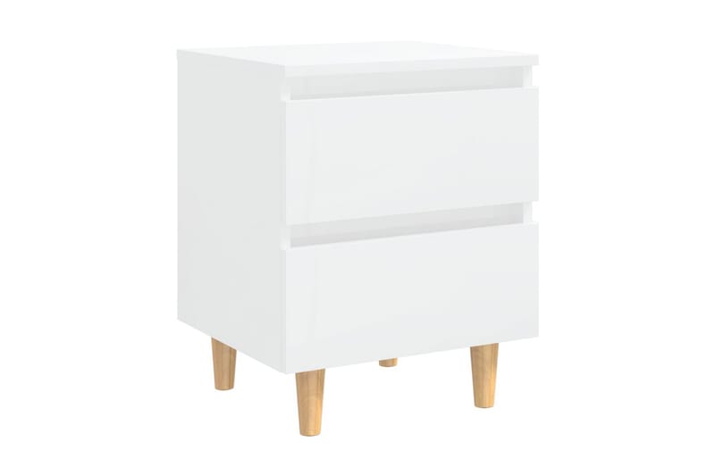 Sängbord med massiva furuben 2 st vit högglans 40x35x50 cm - Vit - Möbler - Bord & matgrupper - Avlastningsbord - Sängbord & nattduksbord