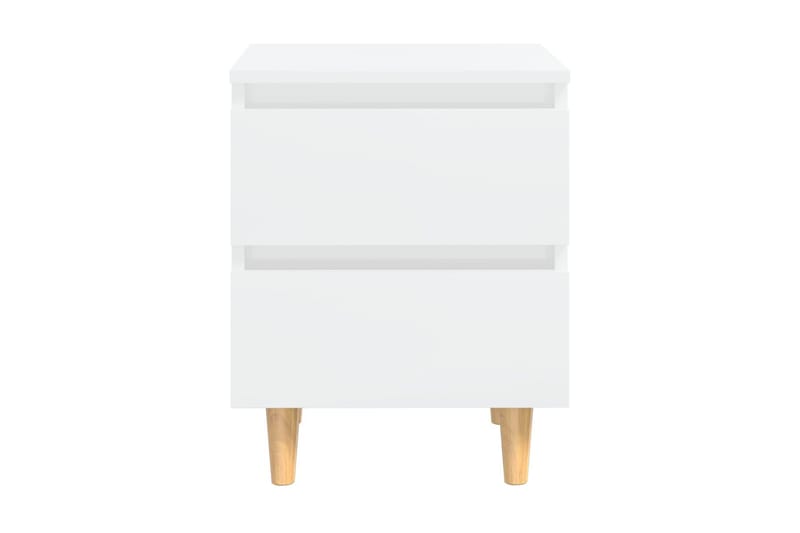 Sängbord med massiva furuben 2 st vit högglans 40x35x50 cm - Vit - Möbler - Bord & matgrupper - Avlastningsbord - Sängbord & nattduksbord