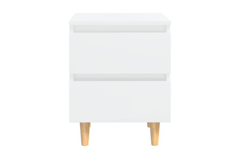 Sängbord med massiva furuben 2 st vit högglans 40x35x50 cm - Vit - Sängbord & nattduksbord