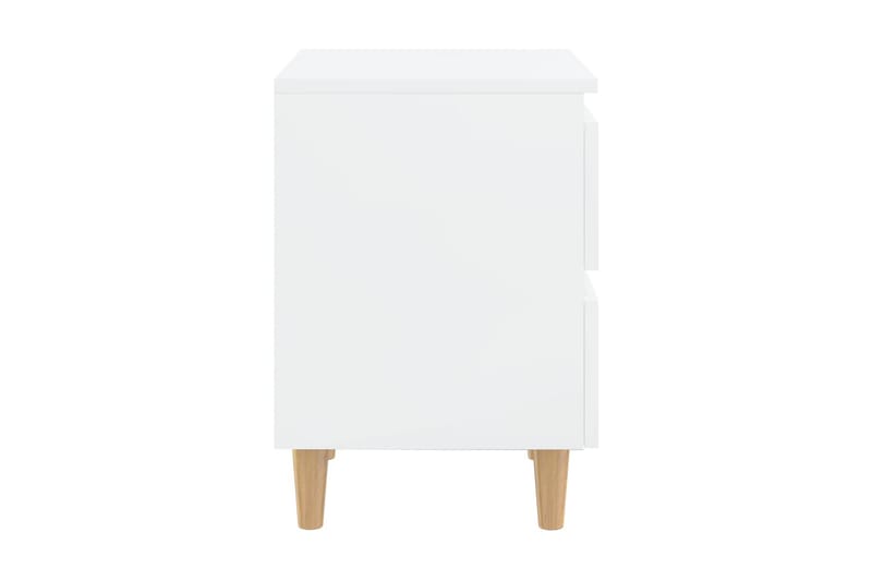 Sängbord med massiva furuben 2 st vit högglans 40x35x50 cm - Vit - Möbler - Bord & matgrupper - Avlastningsbord - Sängbord & nattduksbord