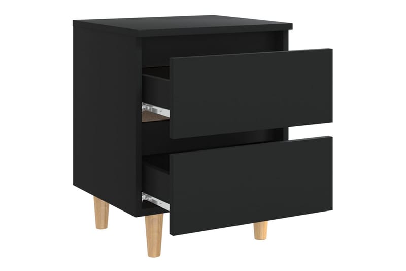 Sängbord med massiva furuben svart 40x35x50 cm - Svart - Sängbord & nattduksbord