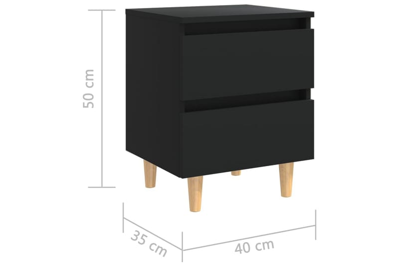 Sängbord med massiva furuben svart 40x35x50 cm - Svart - Sängbord & nattduksbord
