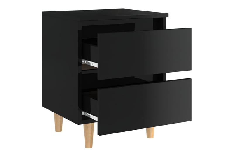 Sängbord med massiva furuben svart högglans 40x35x50 cm - Svart - Möbler - Bord & matgrupper - Avlastningsbord - Sängbord & nattduksbord