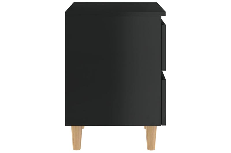 Sängbord med massiva furuben svart högglans 40x35x50 cm - Svart - Möbler - Bord & matgrupper - Avlastningsbord - Sängbord & nattduksbord