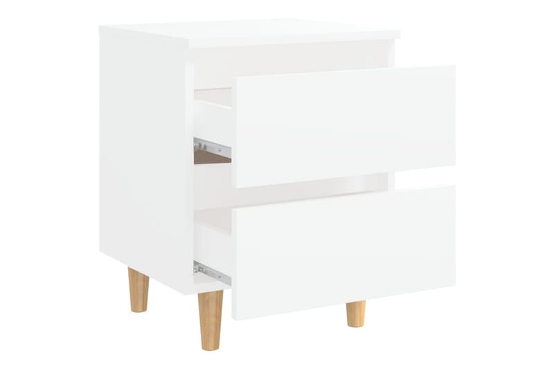 Sängbord med massiva furuben vit 40x35x50 cm - Vit - Sängbord & nattduksbord