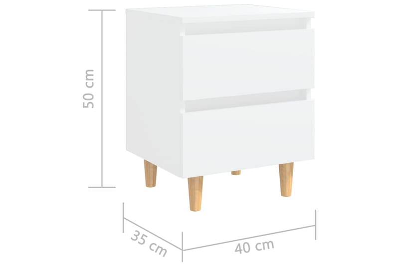 Sängbord med massiva furuben vit 40x35x50 cm - Vit - Sängbord & nattduksbord