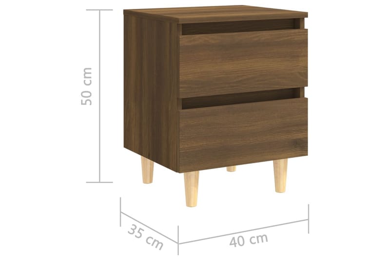 Sängbord med massiva träben brun ek 40x35x50 cm - Brun - Möbler - Bord & matgrupper - Avlastningsbord - Sängbord & nattduksbord