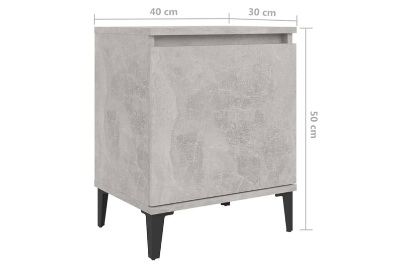 Sängbord med metallben 2 st betonggrå 40x30x50 cm - Grå - Möbler - Bord & matgrupper - Avlastningsbord - Sängbord & nattduksbord