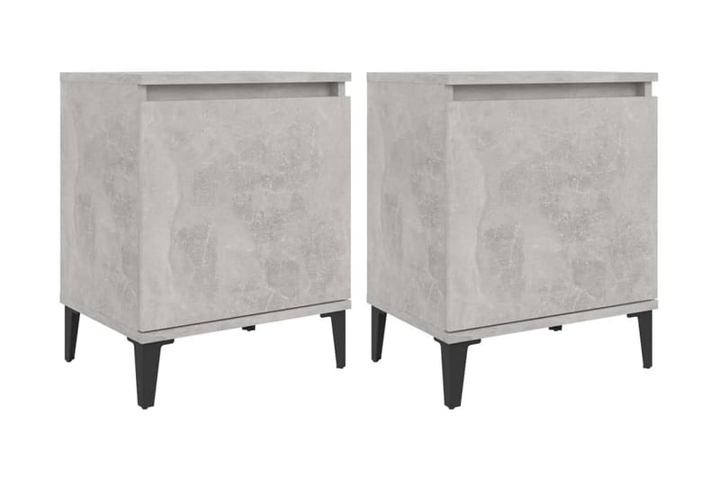 Sängbord med metallben 2 st betonggrå 40x30x50 cm - Grå - Möbler - Bord & matgrupper - Avlastningsbord - Sängbord & nattduksbord