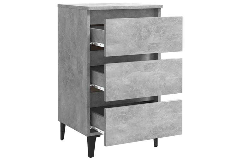 Sängbord med metallben 2 st betonggrå 40x35x69 cm - Grå - Sängbord & nattduksbord